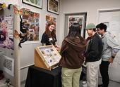 UC Davis doctoral student Emma Jochim discusses arachnids at a Bohart Museum of Entomology open house. She'll be showing the diversity of arachnids at Briggs Hall during UC Davis Picnic Day on Saturday, April 20, with colleagues. (Photo by Kathy Keatley Garvey)